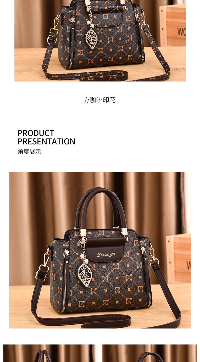 Fashionable Printed Women'S Handbag New High-Capacity Shoulder Bag Classic Retro Diagonal Cross Bag Urban Commuting Tote Bag