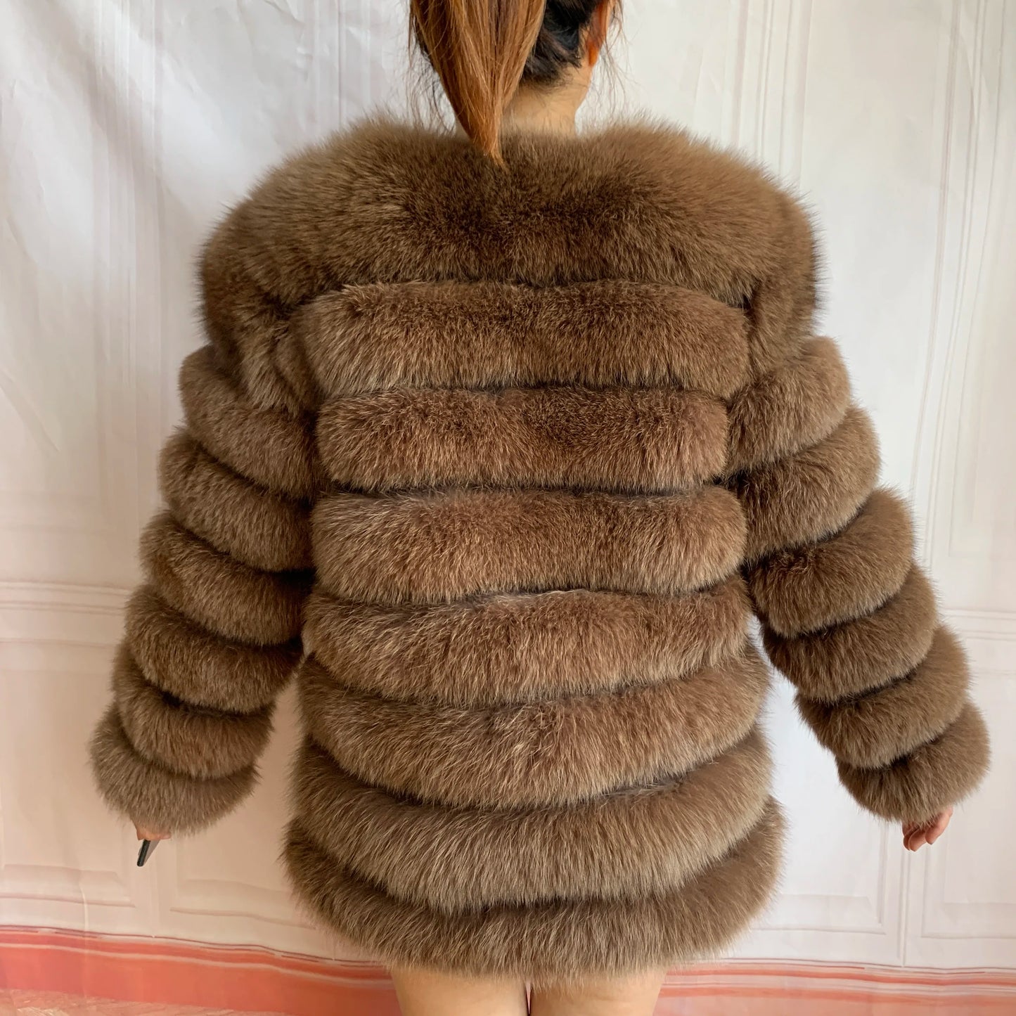 NEW Style Length Sleeves 4in1 Real Fur Coats Women Natural Real Fur Jackets Vest Winter Outerwear Women Fox Fur Coat Quality Fur