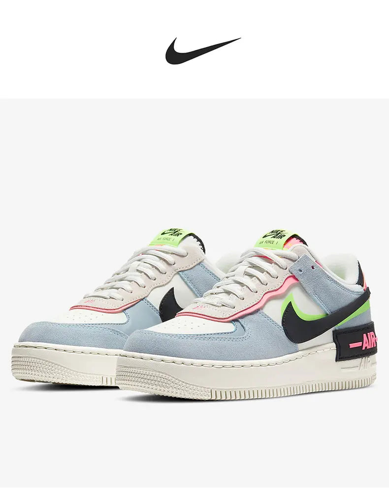 Nike Originals Mens Air Force 1 Shadow AF1 Pink Blue Macaron Casual Shoes CU8591-101