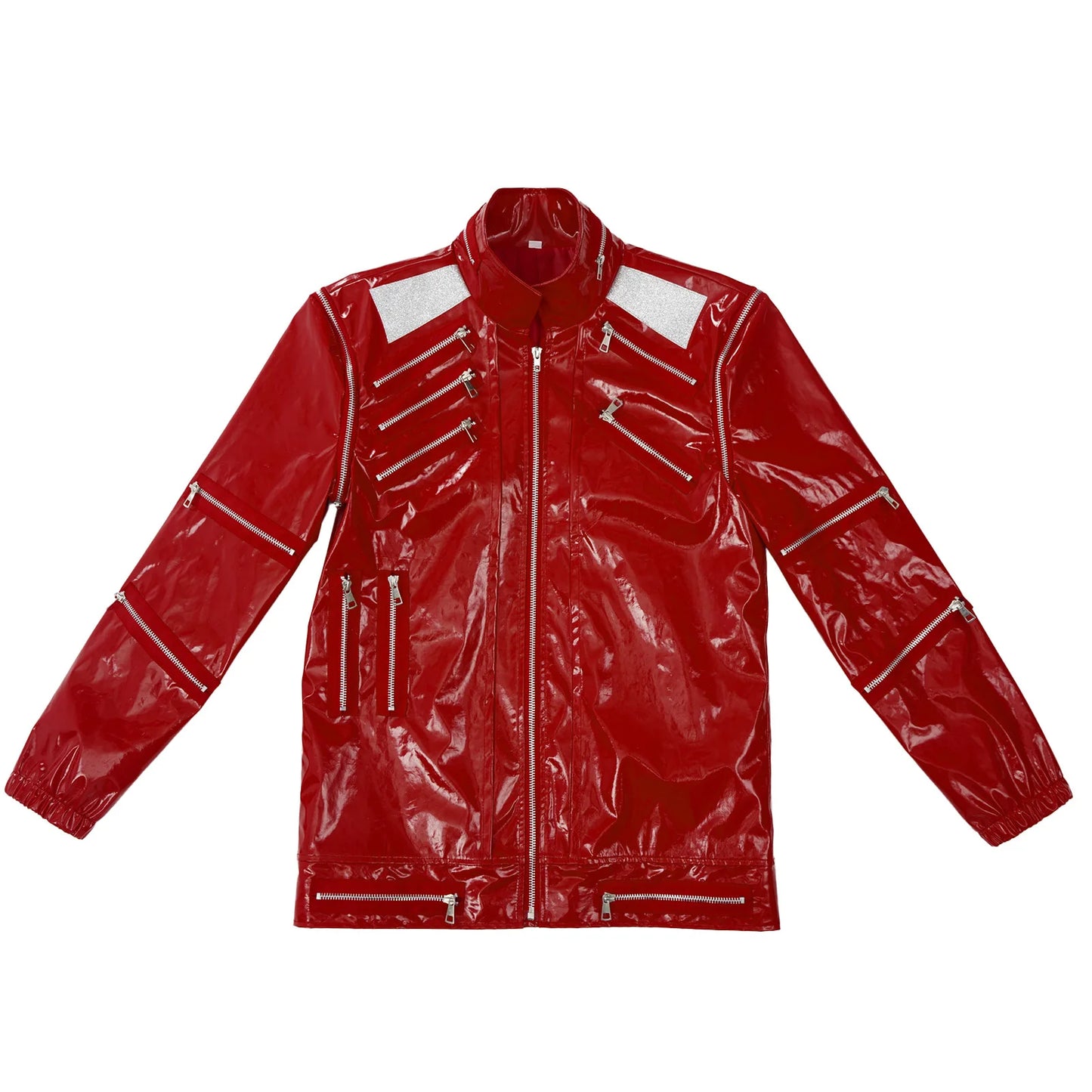 Red Zipper Michael Jackson MJ Beat It Jacket for Impersonators PU Leather Punk Casual Coat Halloween Stage Christmas Outwear
