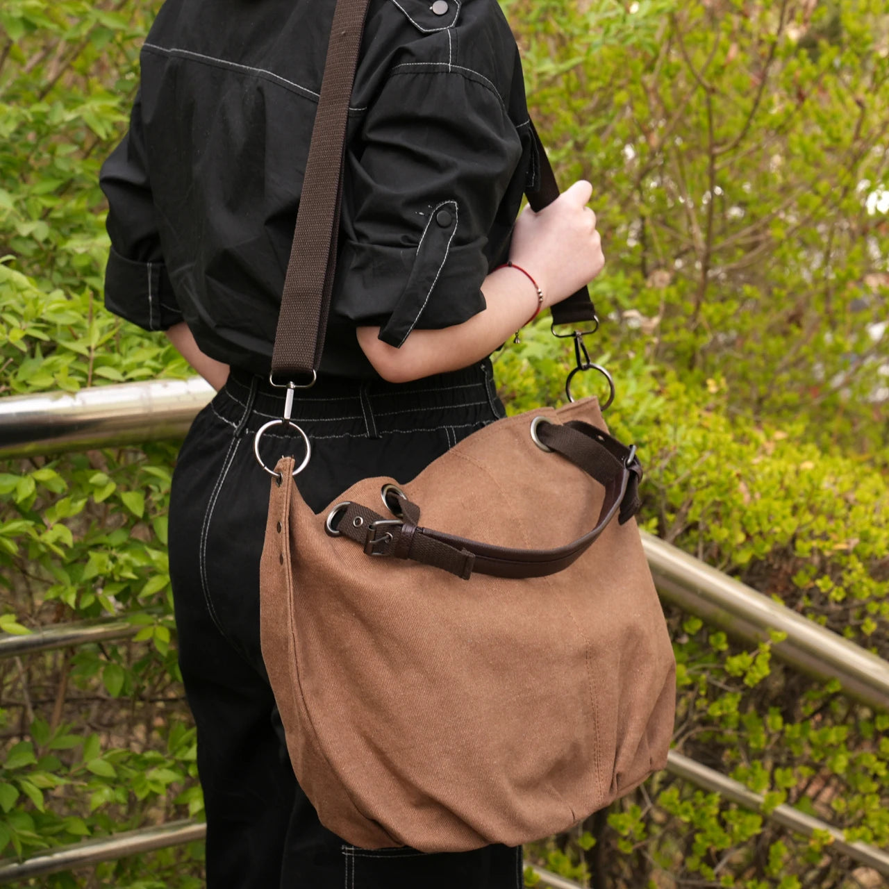 Women's Large Capacity Canvas Messenger Bag Fashion Casual Solid Crossbody Shoulder Tote Handbag Designer Female