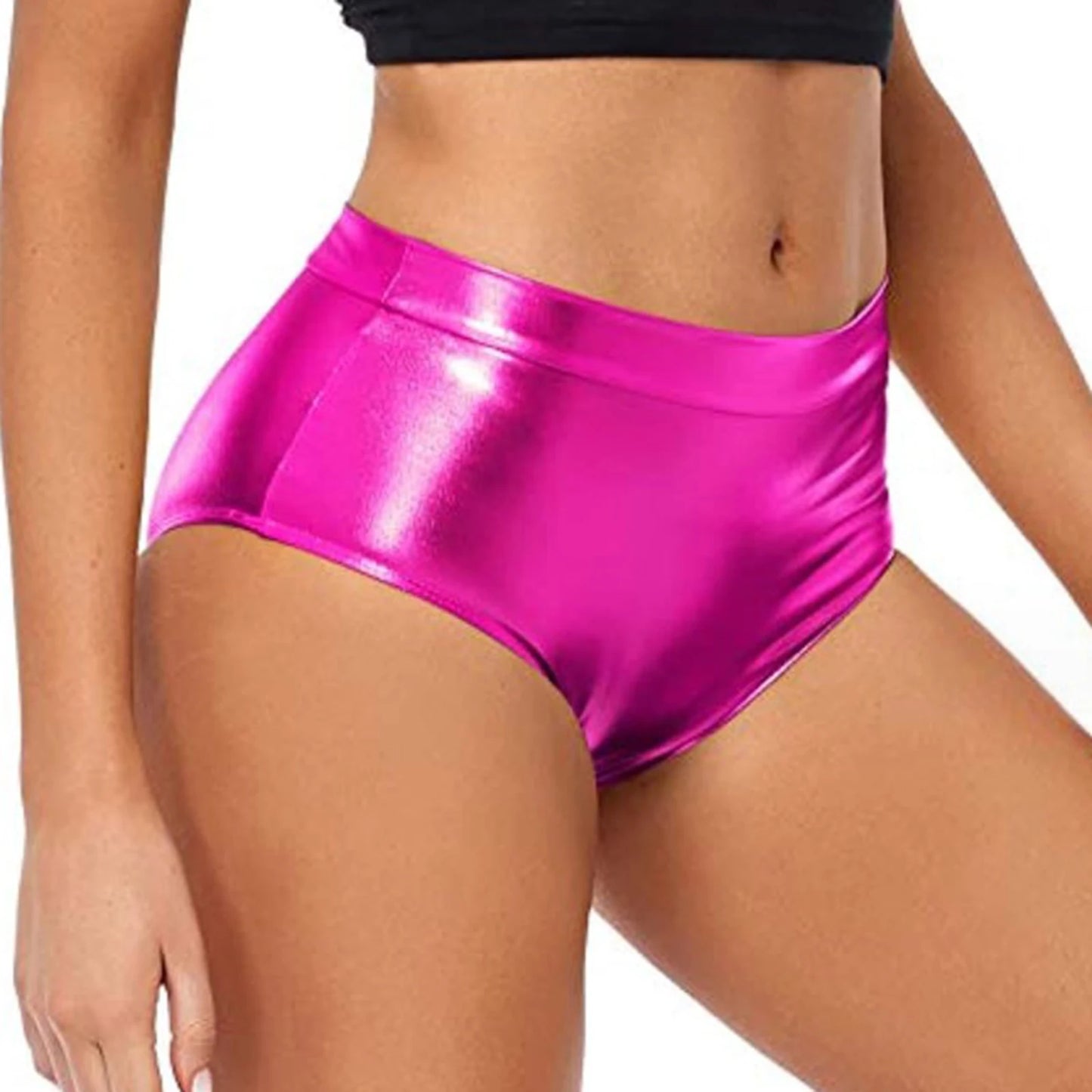 Women Metallic Booty Shorts Boxer Briefs Shiny Panties Hot Pants Clubwear Party Costume Music Festival Rave Pole Dancing Bottoms
