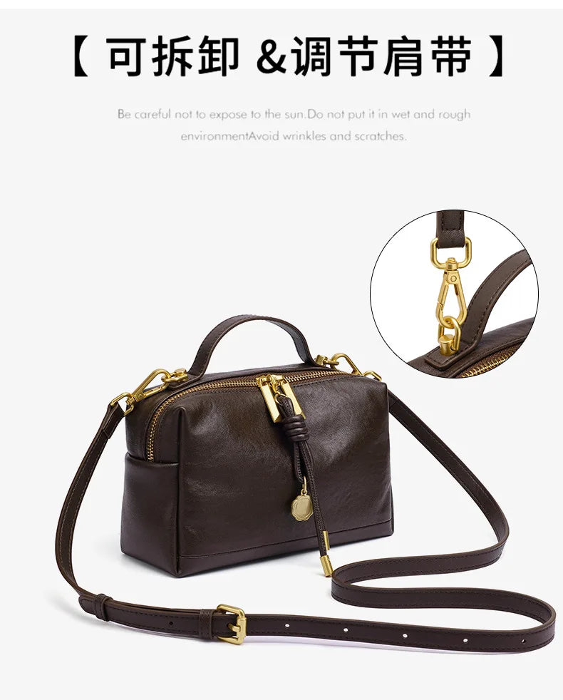 YANATARI Luxury Handbags Female Crossbody Bags Shoulder Bag Women Bags New Fashion 2026 Genuine Cowhide Leather Satchel