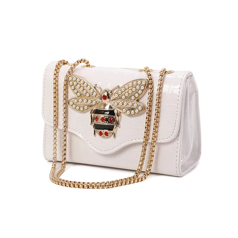 Fashion Luxury Brand Women Handbag 2026 New Retro Bee Female Shoulder Bags Simple High Quality Leather Chain Crossbody Bags