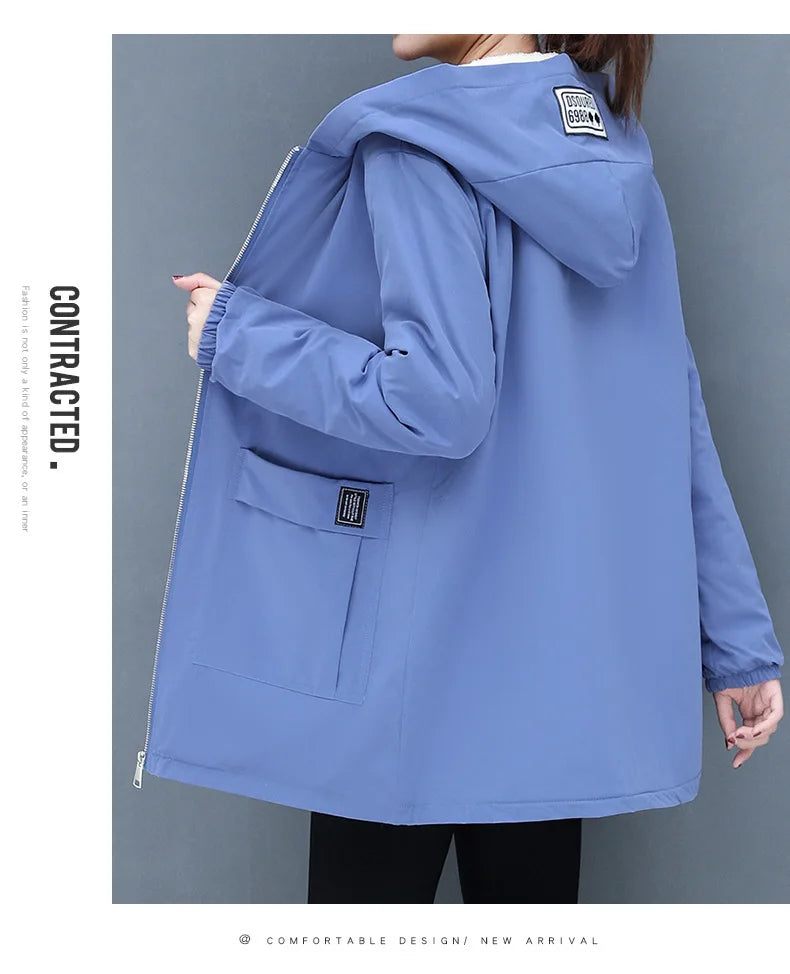 2023 Autumn Winter New Thick Warm Lamb Wool Cotton-padded Coat Women's Mid-length All-fit Loose Hooded Female Blouse