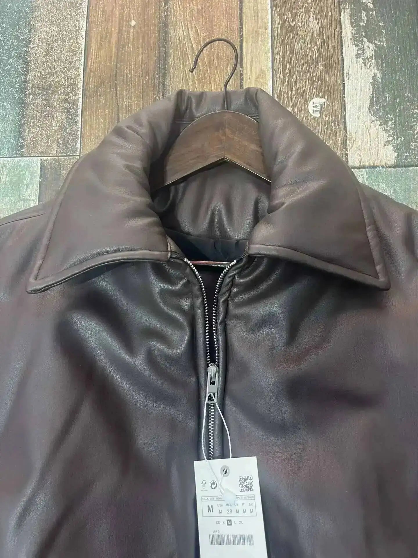 SHENGPALAE Women's Fashion 2026 Autumn Winter New Clothes Solid Color Leather Thicken Warm Female Short Cotton Jacket 5C1437