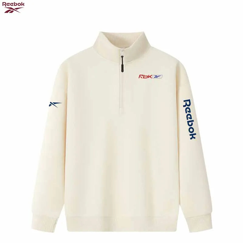 Reebok men's half-zip stand-up collar lightweight pullover for spring and autumn, suitable for outdoor activities such as hiking