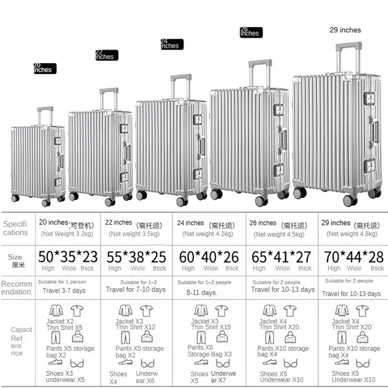 Carrier 28-inch Large-Capacity Suitcase Aluminum Frame Thickened Trolley Case Business Luggage Combination TSA Lock