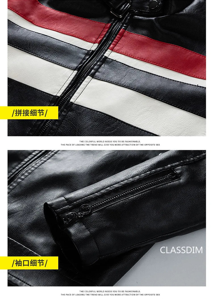 Men Stand Collar Moto Leather Jackets Slim Fit Leather Coats High Quality Male Fashion Autumn Winter Casual Leather Jackets 5XL