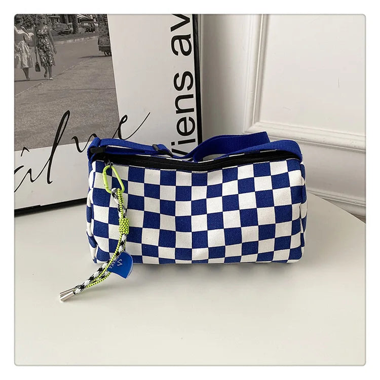 Plaid Shoulder Bag for Women Handbag CrossBorder Canvas Leisure  Fashion Bag Ladies Embroidered Han Female Pocket Purse