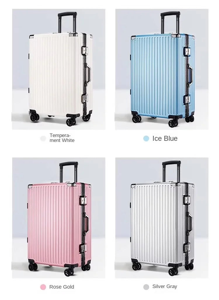 Aluminium Frame Suitcase Large-capacity Trolley Case Strong and Durable Password Cabin Bag Thickened PC suitcase 20/22/24/26/28
