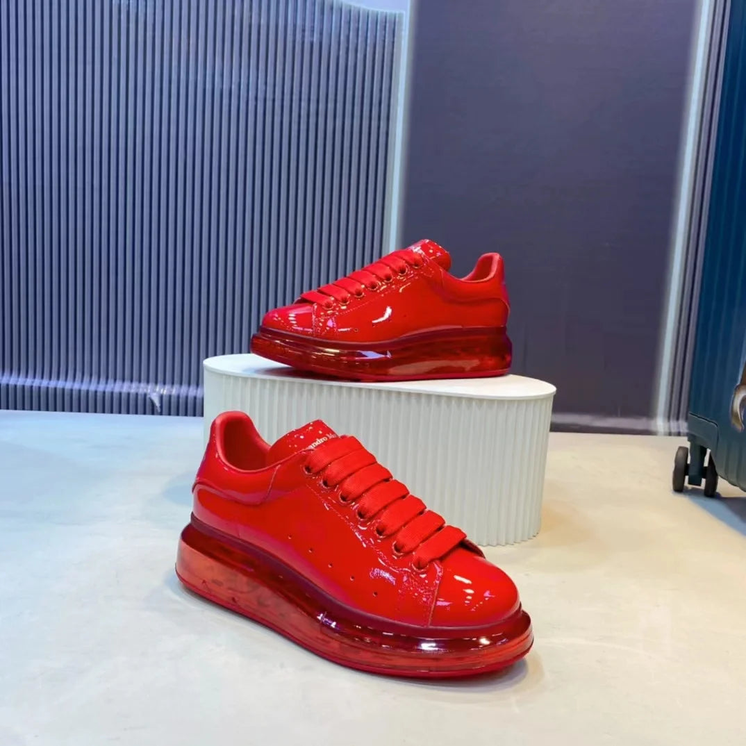 Handcrafted Men's Casual Shoes Patent Leather Thick-soled Sports Shoes Round-toe Man Trainers Platform Loafers  Wedding Shoes