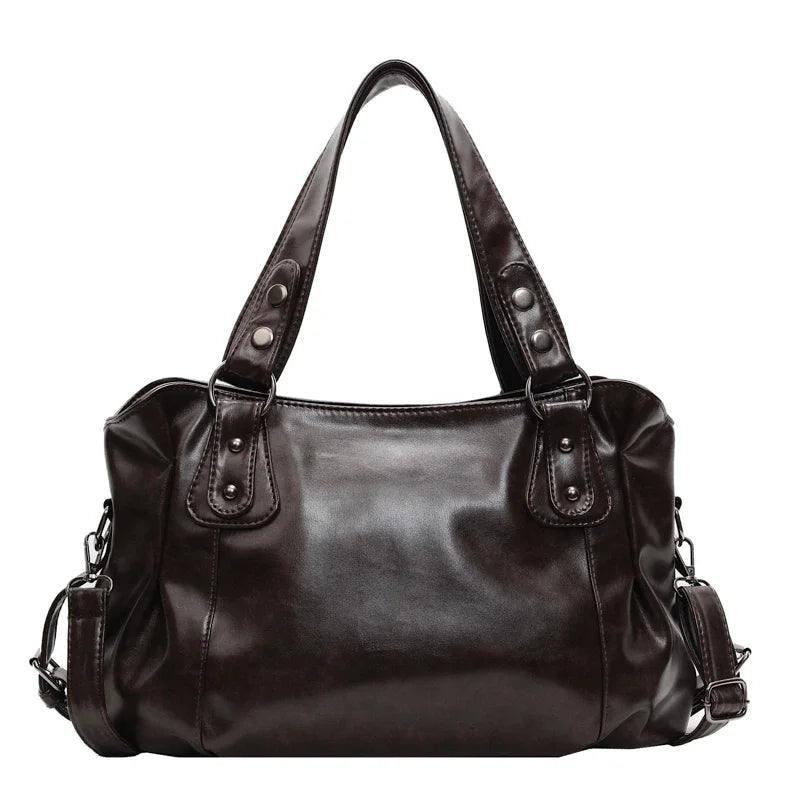 Large Capacity PU Shoulder Bag Rivet Buckle Thread Solid Casual Tote Crossbody Bag 2025 Hot Sale Bags for Women Bolsas Femininas