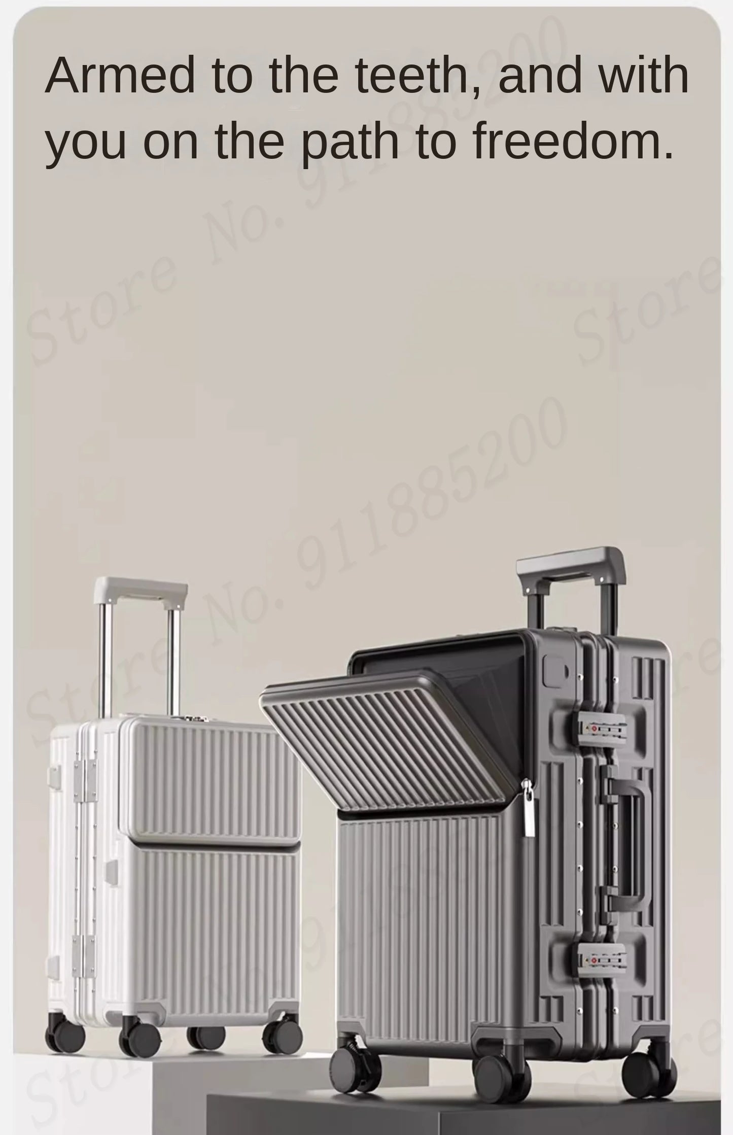 Front-opening Luggage with 24-inch Multi-functional Cup Holder Portable 20-inch Carry-on Suitcase 26-inch Large Capacity