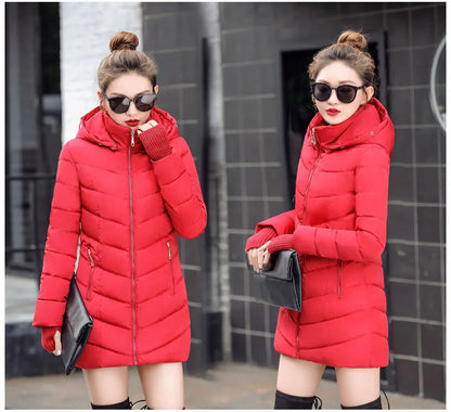 2024 New Wool Collar Hooded Winter Jacket Parkas Women's Jacket Thick Warm Cotton Cushion Down Coat Parka Coat Winter Long Fit D