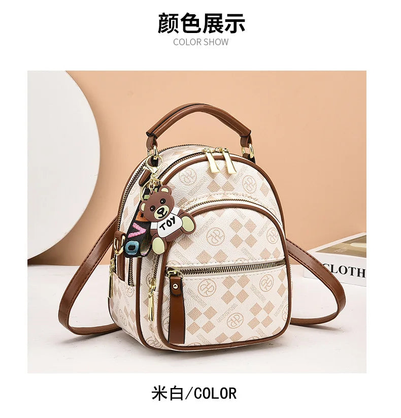 Fashion Trend Women's Backpack High Quality Soft Leather Women School Bag Famous Luxury Designer Female Shoulder Bags Sac A Dos