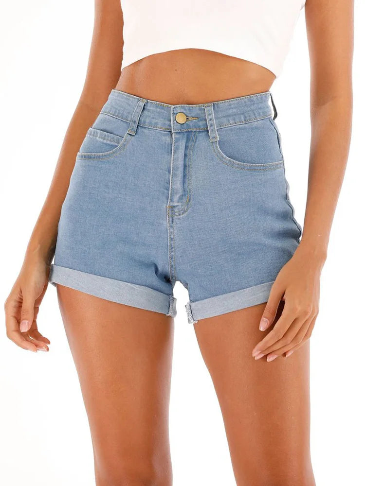 MiuKoMiYa Blue Jeans Shorts Women Summer 2025 Straight Denim Pants Ladies Short Jeans Feminino Women's Denim Shorts High Waisted