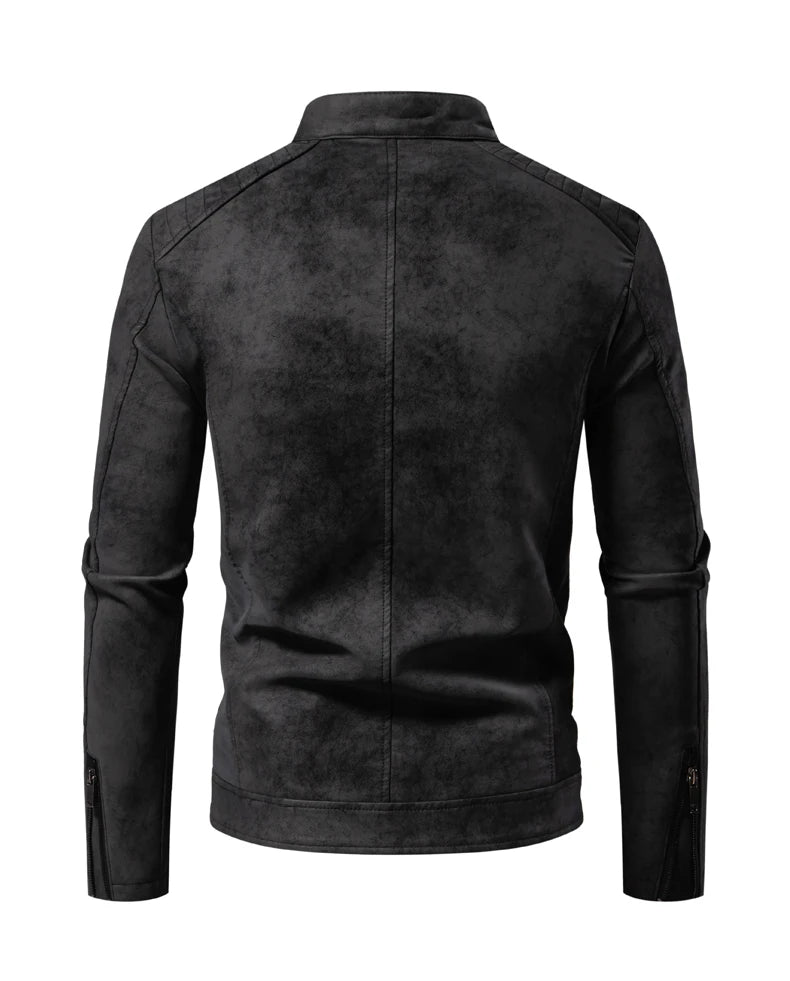 Men's PU Leather Jacket Faux Fur Leather Jacket Thickened Plush Autumn Winter Warm Leather Jacket High-End Business Leather Coat