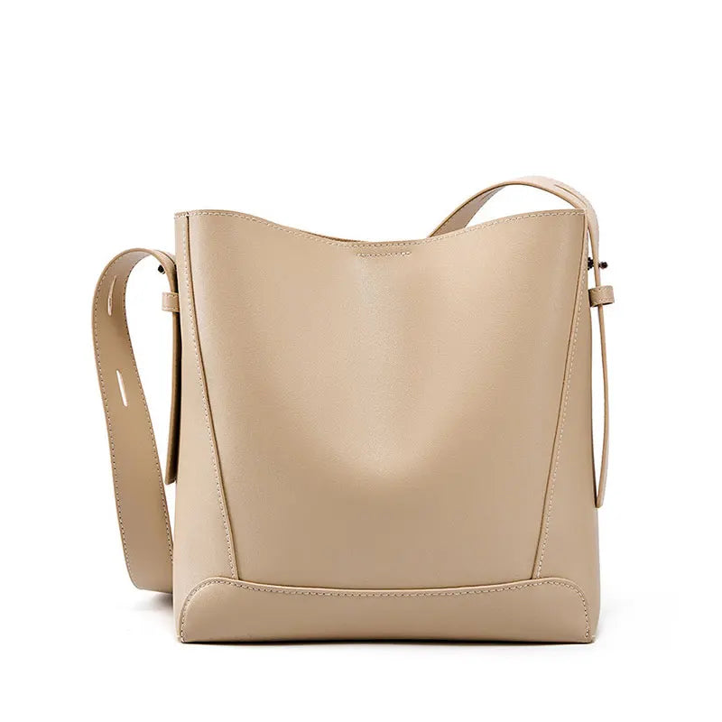Cowhide Women's Shoulder Bag Fashion Trend Luxury Designer Bucket Bags Large Capacity Genuine Leather Women Crossbody Bags