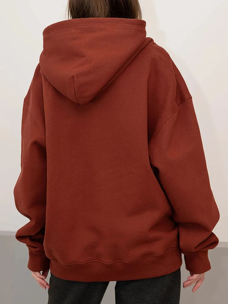 Winter Warm Hoodies Oversized For Women With Fleece Inside Yellow Thick Sweatshirts With Hooded Women Pink Hoodies Velvet Winter
