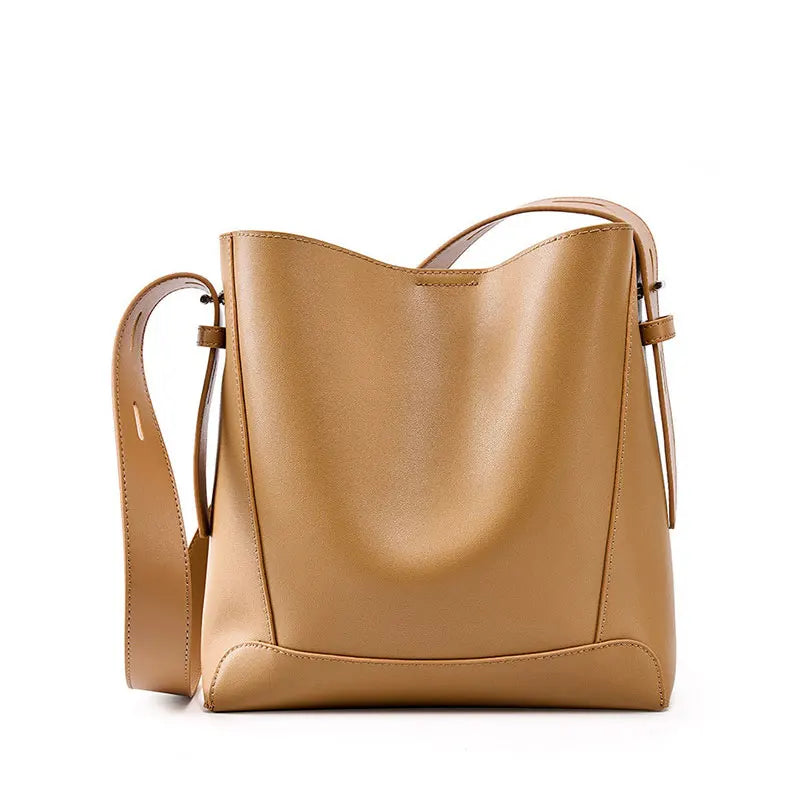 Cowhide Women's Shoulder Bag Fashion Trend Luxury Designer Bucket Bags Large Capacity Genuine Leather Women Crossbody Bags