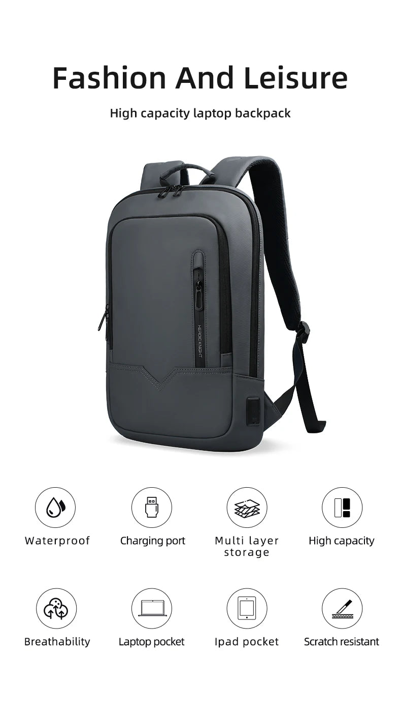 Heroic Knight Laptop Work Backpack Slim Men Waterproof Multifunctional 15.6"17" Business Trip Backpack Fashion Male School Bag