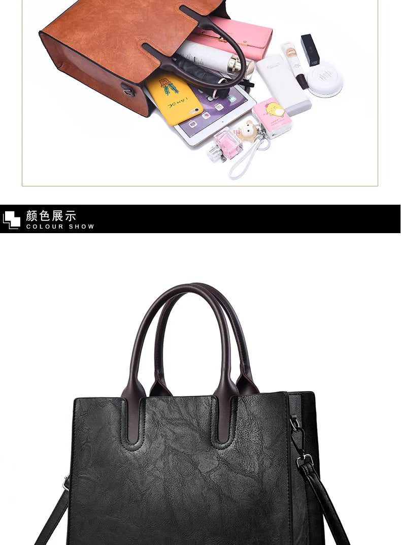 Large Capacity Women's Casual Tote Bag Women Leather Handbags Ladies Square Shoulder Bag Bolsas Femininas Fashion Crossbody Bag