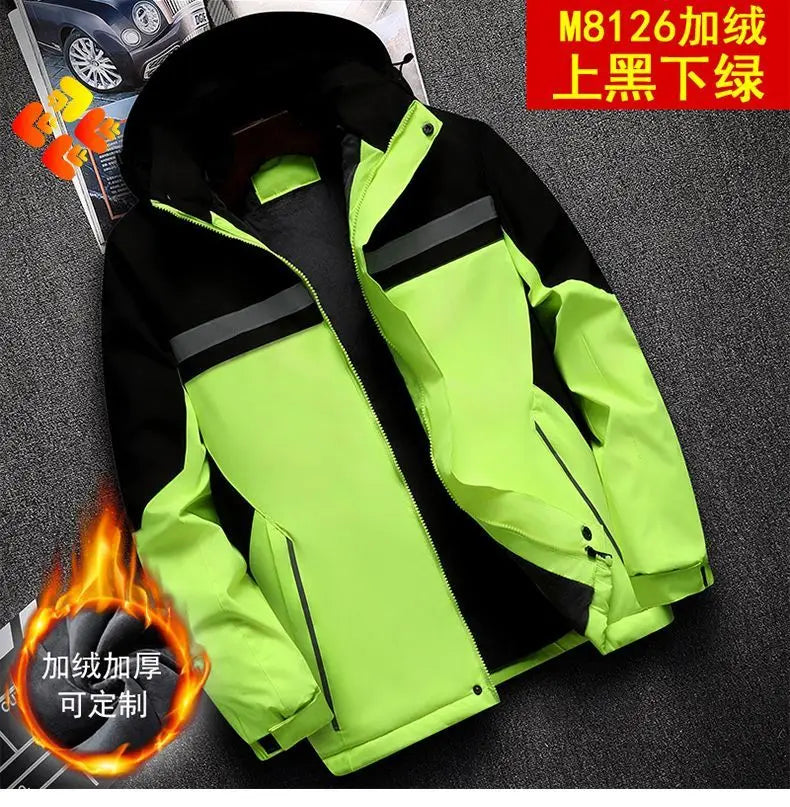 New Winter Work Jacket, Waterproof Windproof Reflective Thermal Coat with Fleece Lining, Stain Resistant Outdoor