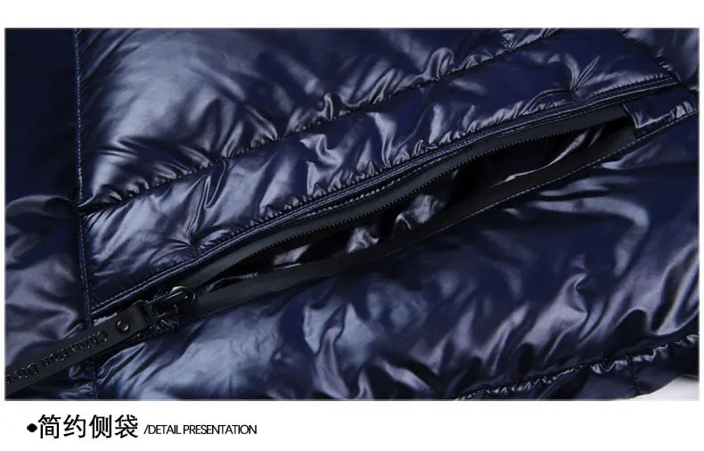 High End Thick Brand Casual Fashion Shiny Men Down Jacket Winter Warm Hooded Designer Parkas Windbreaker Puffer Feather Coats