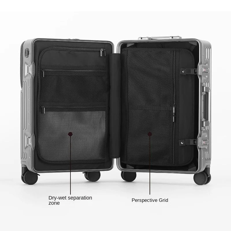 Front-opening Luggage with 24-inch Multi-functional Cup Holder Portable 20-inch Carry-on Suitcase 26-inch Large Capacity