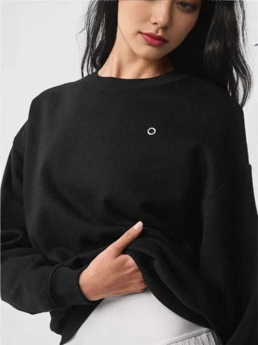 Same Style Letter Round Neck Long Sleeve Top Fashion Elegant Loose Couple Hoodie Solid Color Simple Loose Casual Hoodie 2025