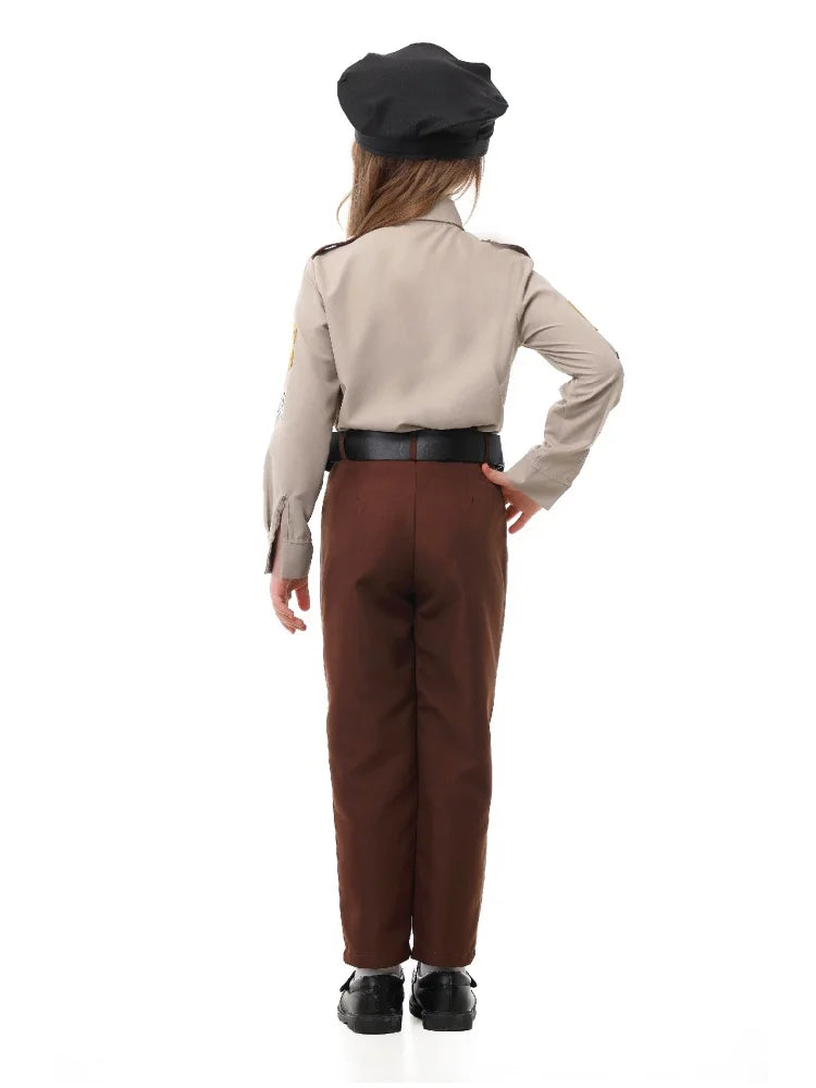 Unisex Sheriff Cosplay Costume Police Uniform Full Set Long Sleeve Halloween Carnival Party Stage Performance Dress Outfits