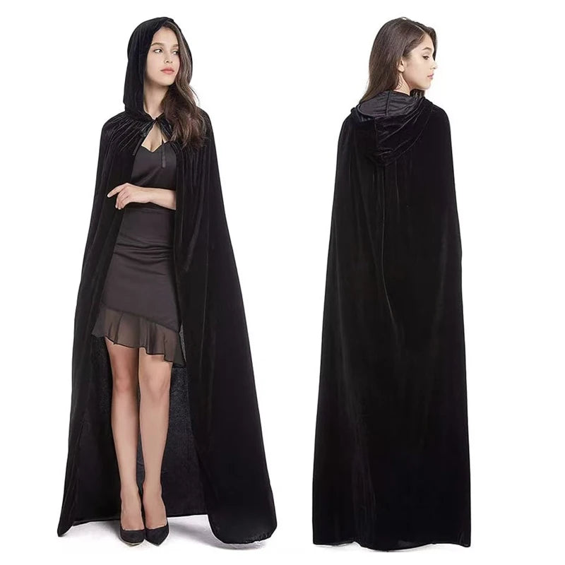 Black Hooded Cape, Suitable For Both Men And Women To Play Vampires, Wizards, And Death Cloaks On Halloween Costume Accessories