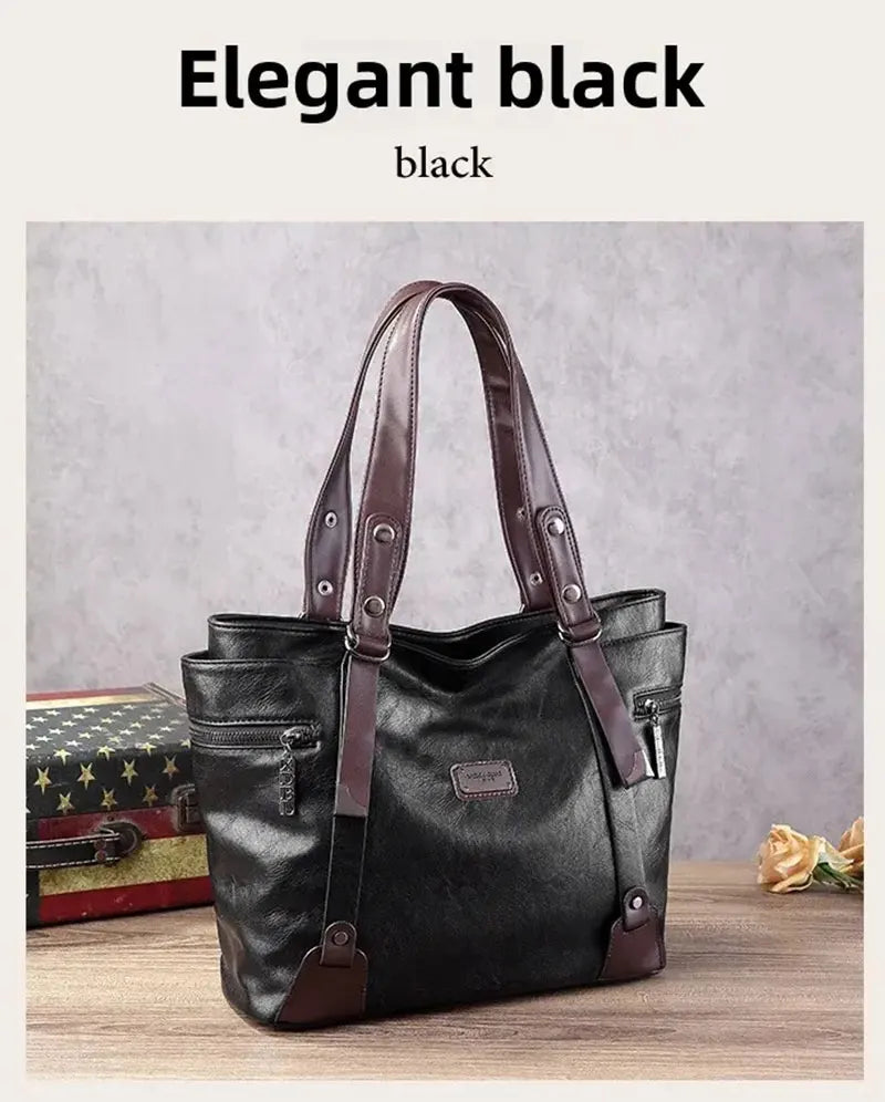 Vintage Women's Tote Bag 2025 New PU Leather Shoulder Bag Large Capacity Handbags Retro Style Crossbody Bags for Women