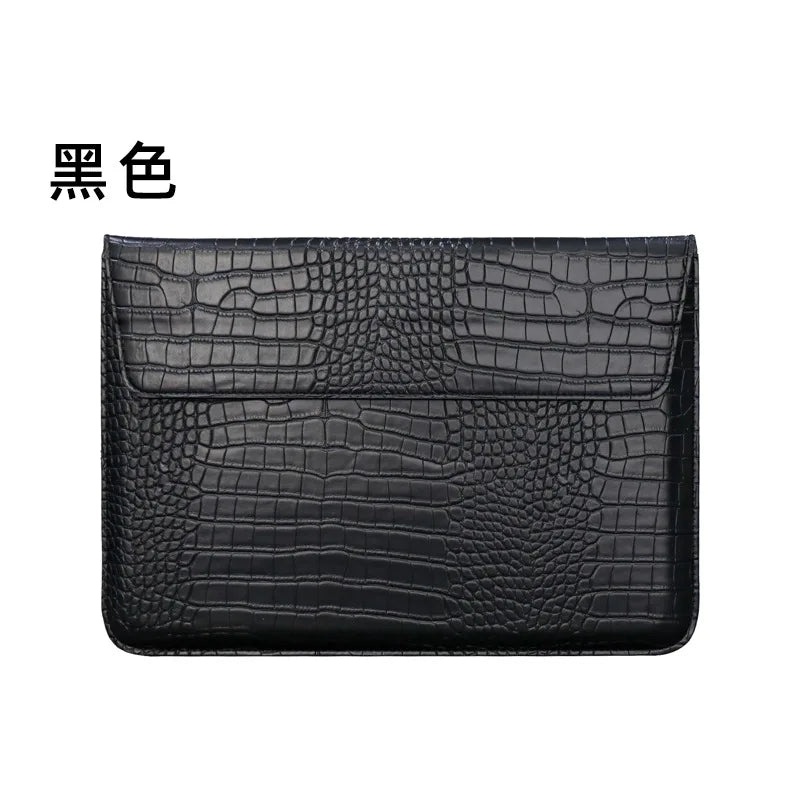 Engrave Name Crocodile Pattern Laptop Sleeve Bag Leather Luxury Waterproof Laptop Bag Fashion Notebook Computer Storage Bags