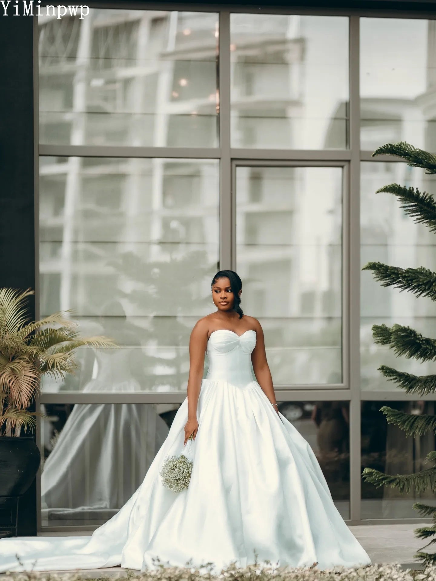 Simple White Wedding Dresses for Bride Sweetheart Drop-Waistline Corset Satin Summer Africa Bridal Ceremony Gown Customized