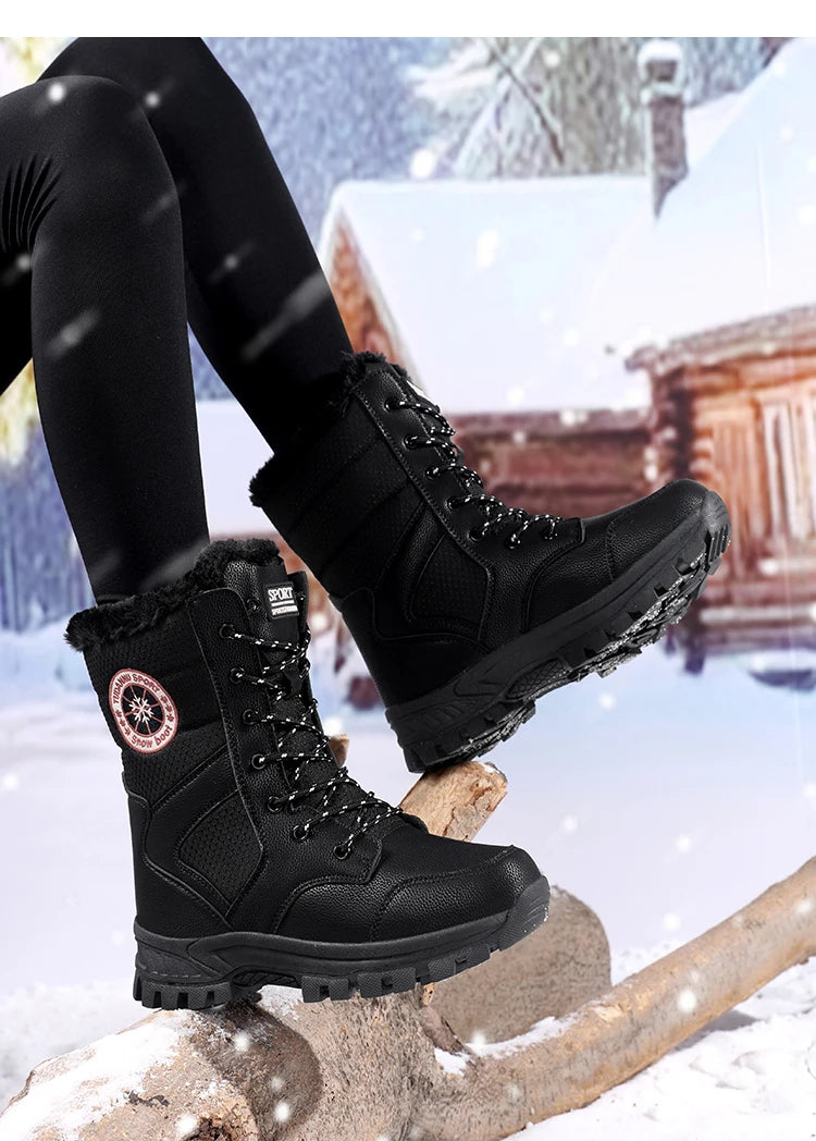 2025 new winter warm plush lined snow boots women's outdoor waterproof and non-slip plush cotton boots comfortable platform shoe