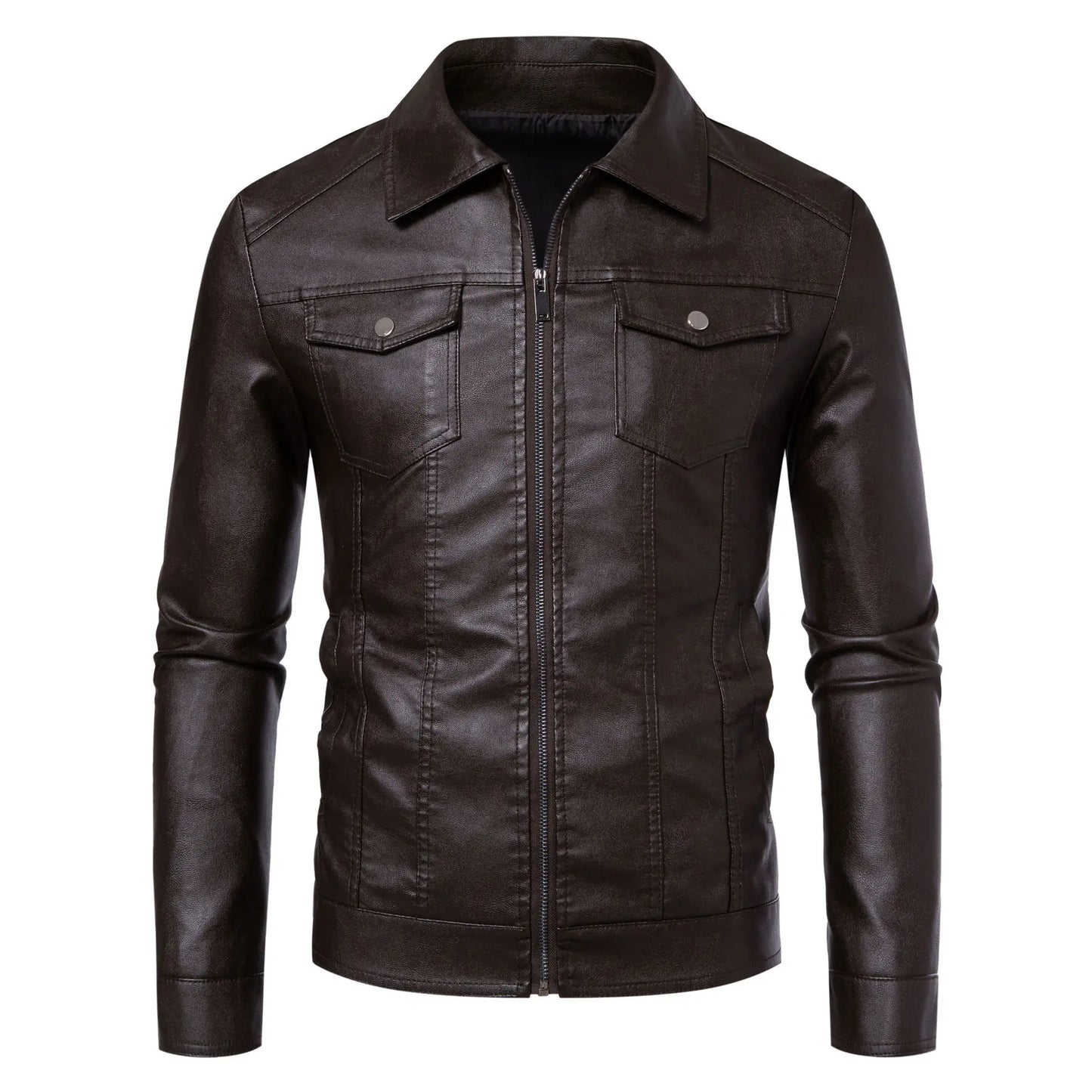Minglu Hooed Black Pu Mens Leather Jacket Spring Autumn Long Sleeve Slim Fit Solid Color Faux Leather Zipper Male Coats 5XL