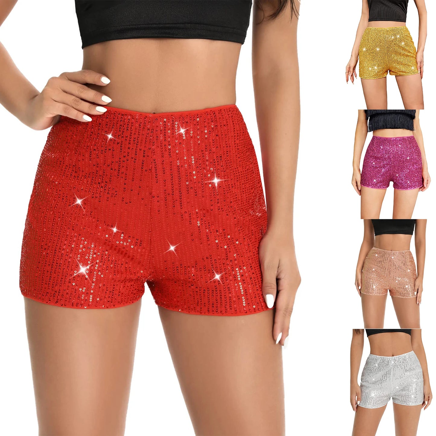 y2k Vintage Sequin Shorts Sexy Clubwear Holiday Festival Low Waist Skinny Hot Pants Women High Street Booty Shorts Chic Bottoms