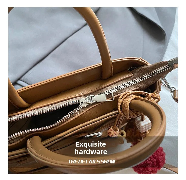 Retro Faux Suede Women's Handbag Fashionable Small Square Bag 2025 Winter Simple Short Handle Single Shoulder Crossbody Bag