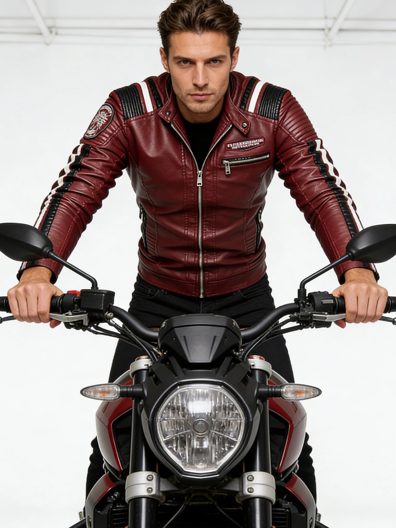 Men's Faux Leather Jacket Motorcycle Jacket Waterproof Windproof PU Moto Vintage Bomber Winter Jacket Men