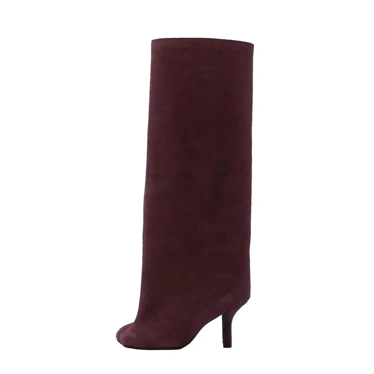 2025Women's Autumn and Winter New Slim Fit High Heels Knee High Boots Fashionable Plus Size Medium Long Boots Knight Boots