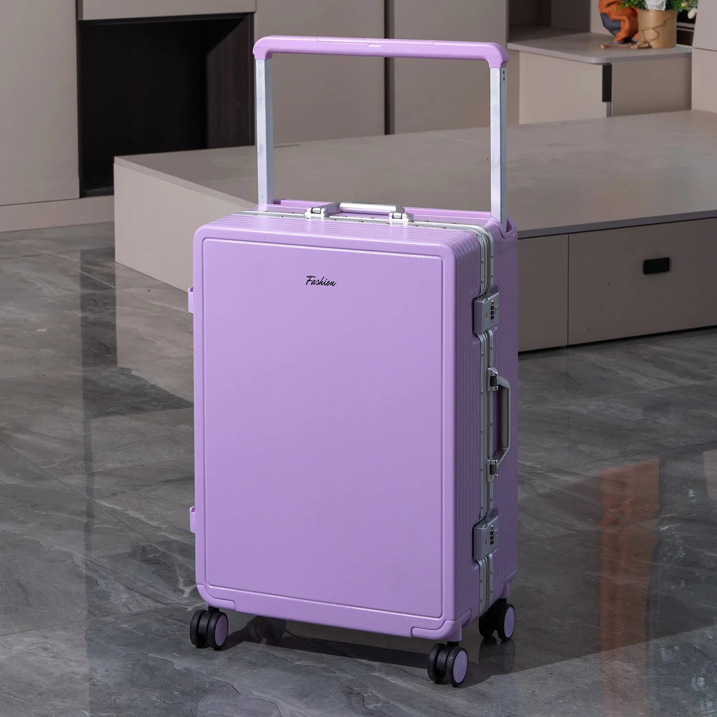 Wide Tie Rod Luggage Aluminum Frame with Durable PC Trolley Case 30 inch Multifunctional Suitcase with Large Capacity