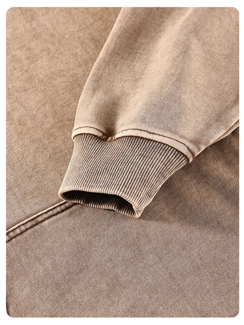 2024 Autumn Winter Men 420gsm Hoodies Streetwears High Street Heavy Weight Washed Cotton Sweatshirts Brand Tracksuit