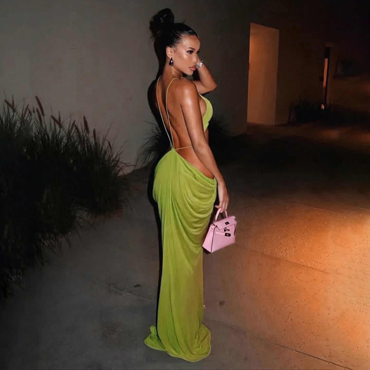 Women Sexy Soilid Hollow-out Maxi Dress Fashion Sleeveless Backless Pleated Slim Female Dresses Summer 2026 Party Evening Robe