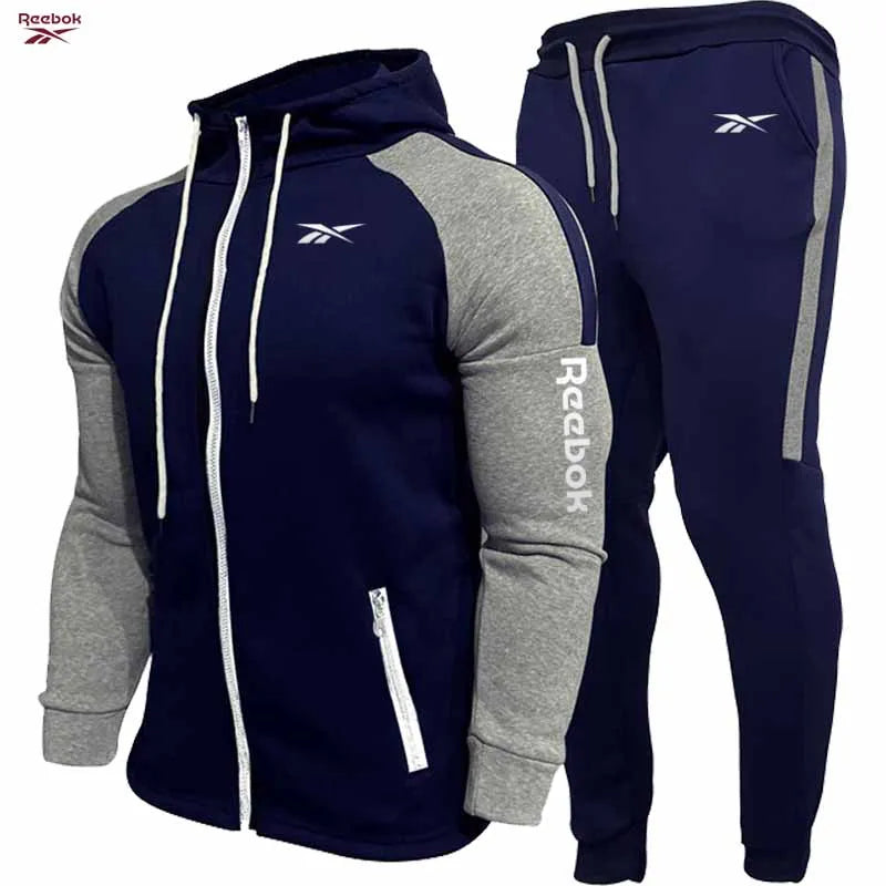 Reebok Men's Fall/Winter Hoodie Set, Fleece Long-Sleeve Jacket, Casual Hooded Sweatshirt, Street Style Men's Jacket Set - Essent