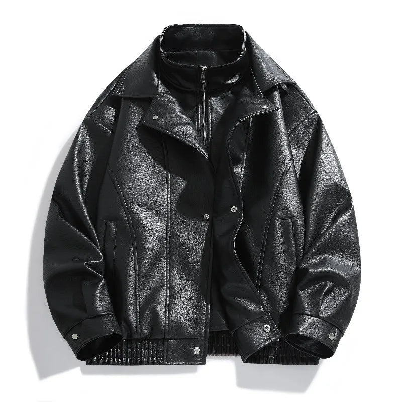 Leather Jacket Autumn Winter Outdoor Comfortable Warm Breathable Men's Jacket Sports Fitness Running Leisure Handsome Imitation