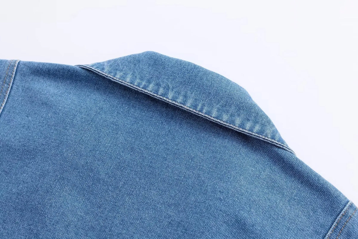 New Women's Clothing With European And American Style, Fashionable, Simple, Casual, Solid Color, Short Denim Shirt Jacket