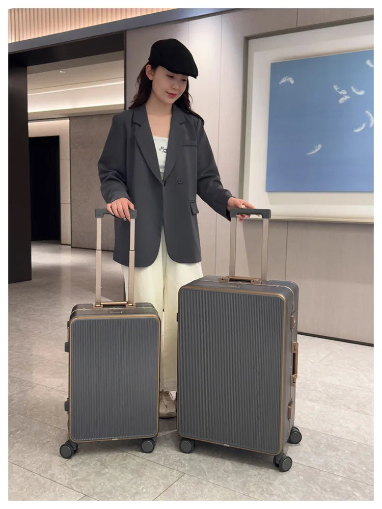 Sturdy Aluminium Frame Suitcase 28 inch Large Size Drop-resistant Trolley Case Business Suitcase 20 inch Boarding Box TSA lock