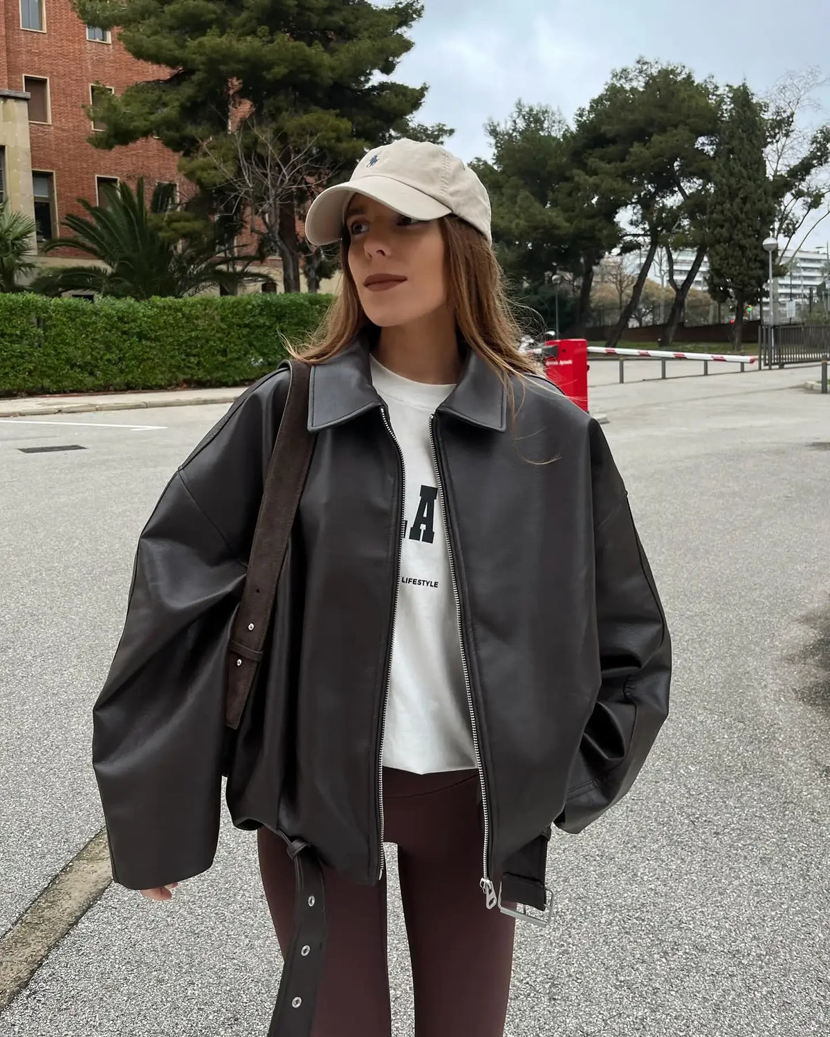 Casual Lapel Zipper Waist Belt Short Leather Jacket 2026 Women Loose Solid Pocket Pu Coat Autumn Lady Daily Highstreet Jackets